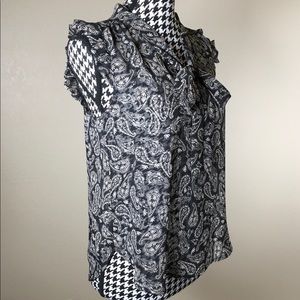 NWOT Sheer Paisley Blouse w/ Tie Front